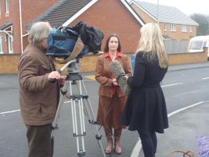 Nia raising awareness of flooding problems in Kidwelly Nia raising awareness of flooding problems in Kidwelly
