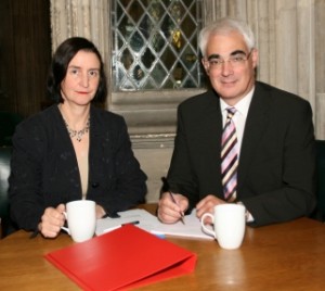 Nia with Alastair Darling Nia with Alastair