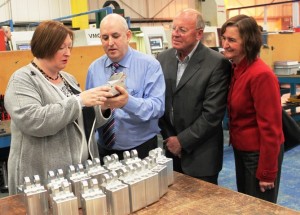 Minister Edwina Harte AM at EBS with Nia Griffith MP and Keith Davies AM